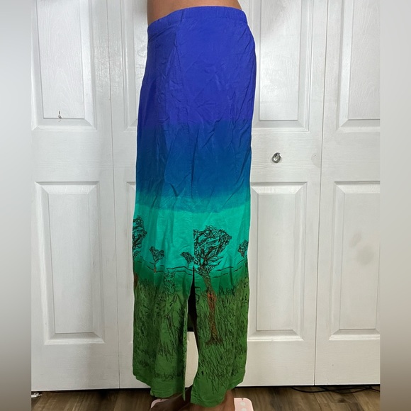 SA Designs Bohemian Maxi Skirt – Vibrant Ombre with Tree Silhouette Print - Picture 2 of 2